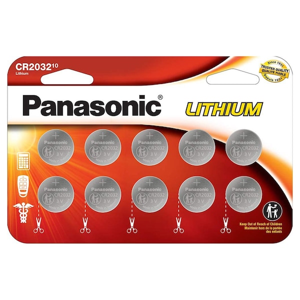 Panasonic 3V Coin Cell Battery Replaces ECR2016, BR2016, 208-202, 208-204, PK 10 CR2016PA/10BW - main